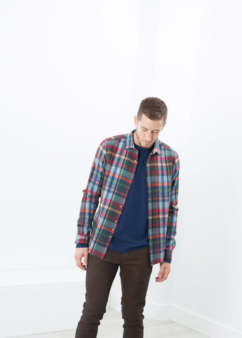 Riccardo Button-Up in Plaid Multi