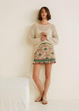 Pom poms embroidered skirt