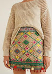 Pom poms embroidered skirt