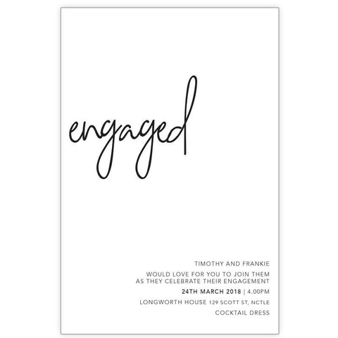 Classic black and white engagement invitation