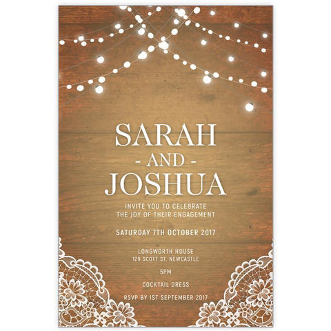 party festoon lights engagement invitation