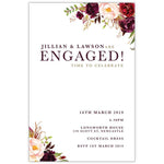 Marsala and gold coloured water colour flower bouquet engagement card