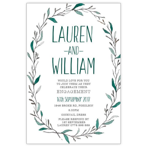 native wreath engagement invitation