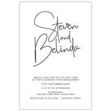 Simple and classy black and white engagement invitation.
